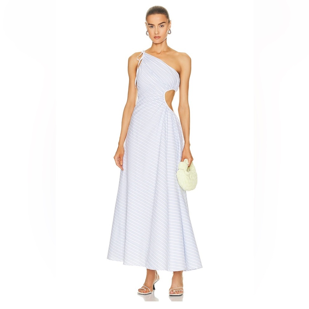 Jayla Cotton Striped One-Shoulder Dress